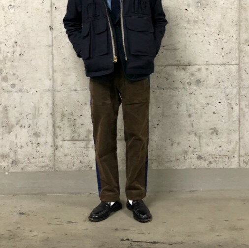 KENNETH FIELD ケネスフィールド 日本製 CEREMONY TROUSER CORDUROY コーデュロイ セレモニートラウザーパンツ S BROWN/NAVY 側章 サイドライン ベイカー ボトムス【中古】【KENNETH FIELD】