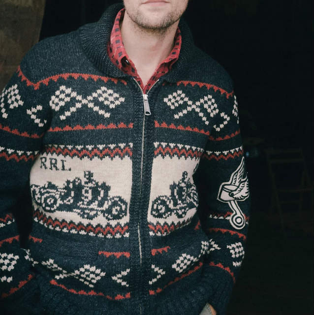 RRL ダブルアールエル Car Motif Cotton Wool Zip Cardigan カーモチーフ コットンウール ジップカーディガン MNRRSWE16820146 S Black Double RL 定価225,000円 ショールカラー ニット トップス【新古品】【中古】【RRL】