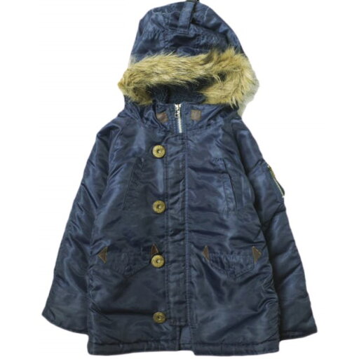 Lee リー KID'S N-3B Fur Hooded Coat ファー付きフーデッドコート 110 ネイビー 子供用 キッズ ジャンパー アウター【中古】【Lee】 Lee リー KID'S N-3B Fur Hooded Coat ファー付きフーデッドコート 110 ネイビー 子供用 キッズ ジャンパー アウター【中古】【Lee】