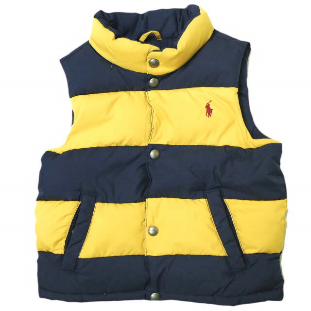 Polo by Ralph Lauren ポロバイラルフローレン KID'S DOWN VEST キッズ ポニー刺繍 ボーダーダウンベスト 110(4/4T) イエロー/ネイビー 子供用 ジャンパー　ナンバリング 3 アウター【中古】【Polo by Ralph Lauren】のサムネイル