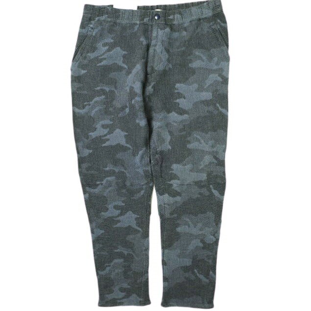 乐天商城 - e JEANS イージーンズ 日本製 HONEYCOMB EASY PANTS 岡山児島 ハニカムコットン イージーパンツ e809-001 4 Indigo Camouflage 立体裁断 テーパード 迷彩 定価31,900円 ボトムス【新古品】【中古】【e JEANS】