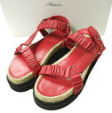 3.1 Phillip Lim スリーワン フィリップリム イタリア製 STRAPPY PLATFORM SLIDE レザーストラップ プラットフォームサンダル SSE-1T753VNP 37(23.5cm) RED 定価86,900円 シューズ【新古品】【中古】【3.1 Phillip Lim】