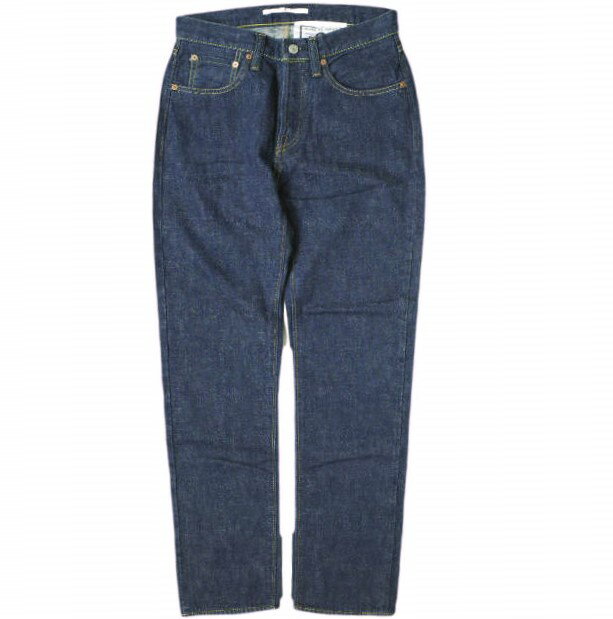 e JEANS イージーンズ 日本製 VINTAGE PANTS 岡山児島 ハイウエストテーパードセルビッチデニムパンツ eL807-001 4 NAVY ボタンフライ ジーンズ 定価28,600円 ボトムス【新古品】【中古】【e JEANS】