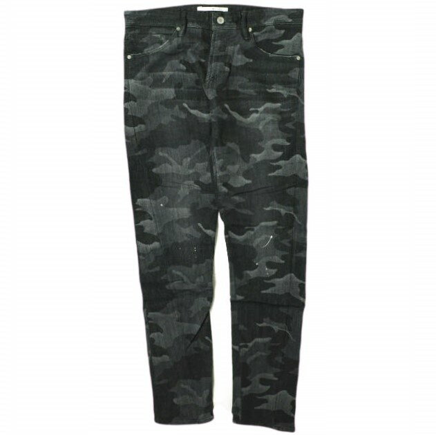 樂天商城 - e JEANS イージーンズ 日本製 TWIST 岡山児島 ペイントジョグカモフラージュデニムパンツ e802-002 3 BLACK CAMOUFLAGE ジップフライ スキニー ジーンズ 定価35,200円 ボトムス【新古品】【中古】【e JEANS】
