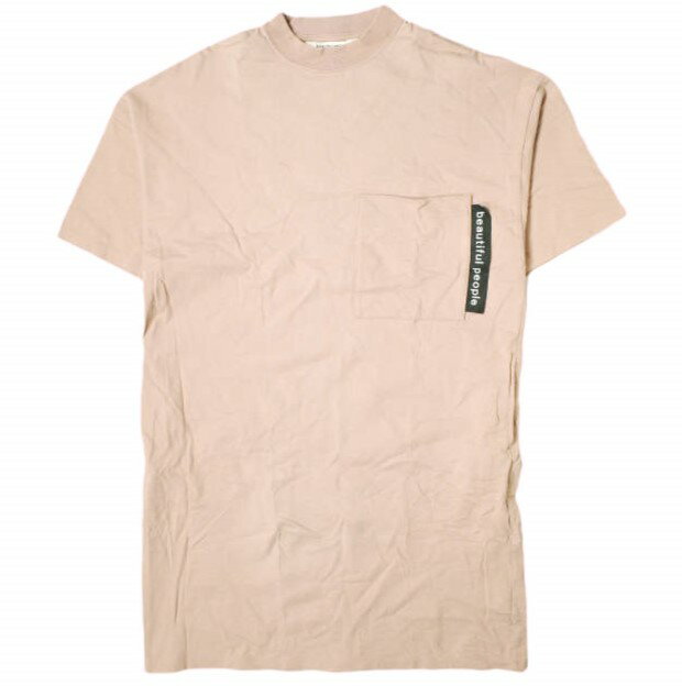beautiful people ビューティフルピープル 17AW 日本製 heavy cotton mock neck big T-shirt ヘビーコットンモックネックビッグTシャツ 1745310005 38 ピンクベージュ 半袖 ワンピース トップス【中古】【beautiful people】
