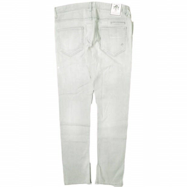 e JEANS イージーンズ 日本製 SEA HORSE SLIM 岡山児島 ダメージ＆ペイント加工 スキニーデニムパンツ e-801 4 Aqua Gray ボタンフライ スリム ジーンズ 定価35,200円 ボトムス【新古品】【中古】【e JEANS】
