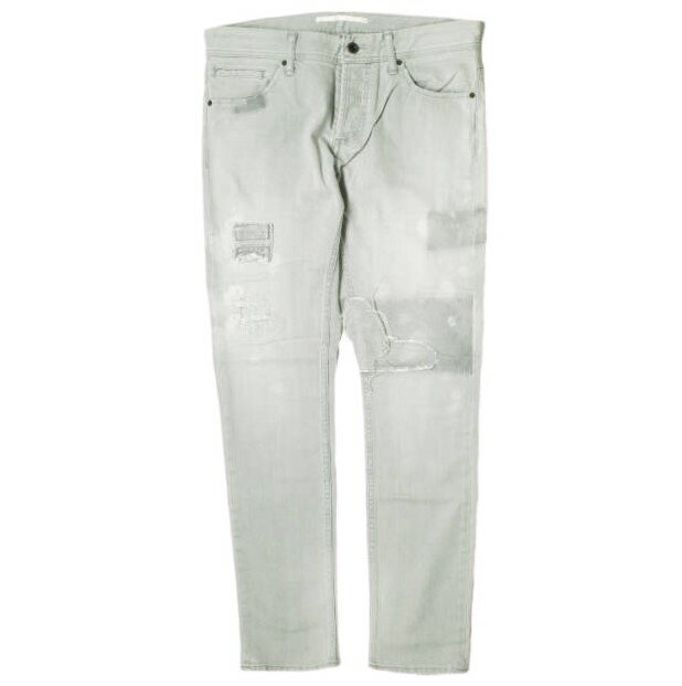 Rakuten - e JEANS イージーンズ 日本製 SEA HORSE SLIM 岡山児島 ダメージ＆リペアパッチ ストレッチスリムデニムパンツ e-801 3 majolica gray ボタンフライ ジーンズ 定価38,500円 ボトムス【新古品】【中古】【e JEANS】