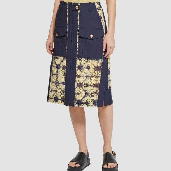 3.1 Phillip Lim スリーワン フィリップリム 22SS Printed Broderie Anglaise Utility Skirt ユーティリティースカート P221-3402PBA 00 NAVY/YELLOW ボトムス【中古】【3.1 Phillip Lim】