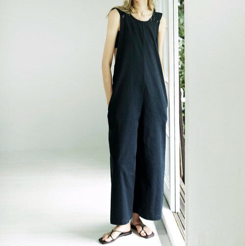 sana サナ 22SS 日本製 Combinaison Herringbone ヘリンボーン コンビネゾン satp-0306 Free Black サロペットパンツ オールインワン オーバーオール【中古】【sana】