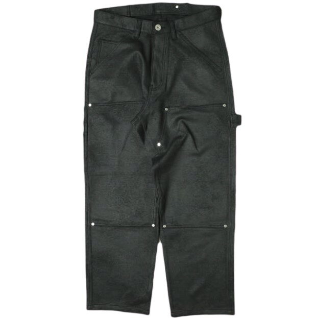 Danke Schon ダンケシェーン 24SS W KNEE PAINTER ECO SUEDE フェイクスエード ダブルニーペインターパンツ UNS24025 M BLACK レザー ボトムス【新古品】【中古】【Danke Schon】