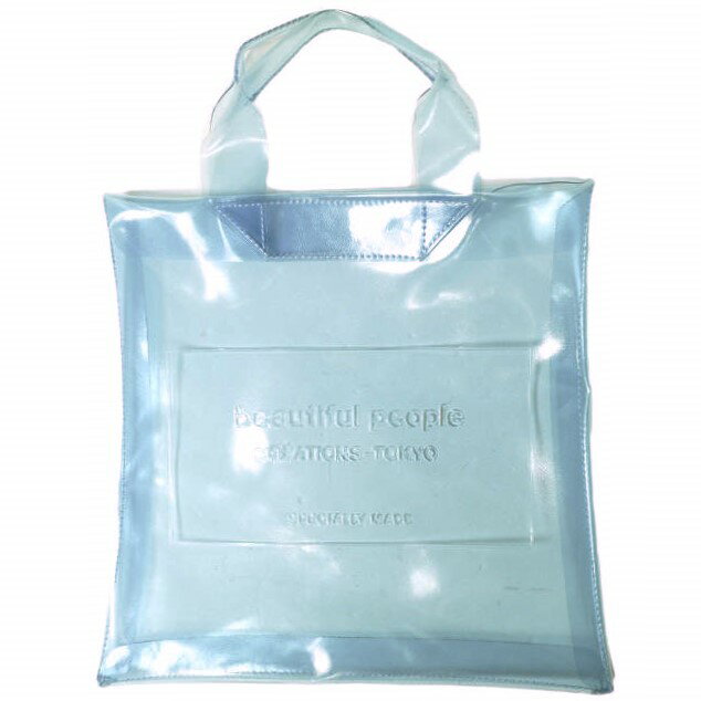 beautiful people ビューティフルピープル クリアエンボスビニールネームトートバッグ スカイブルー PV..