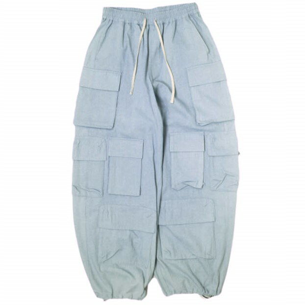 Danke Schon ダンケシェーン WEB&DEPOT限定 MULTI POCKET CARGO マルチポケットカーゴパンツ Free サックスブルー イージー ワイド サンプル品 ボトムス【中古】【Danke Schon】