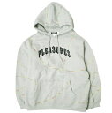 PLEASURES プレジャーズ Destroyer Contrast Stitch Hoodie 裏起毛 スウェットプルオーバーパーカー XL グレー HOODY ロゴ レインボーステッチ トップス【中古】【PLEASURES】(4)