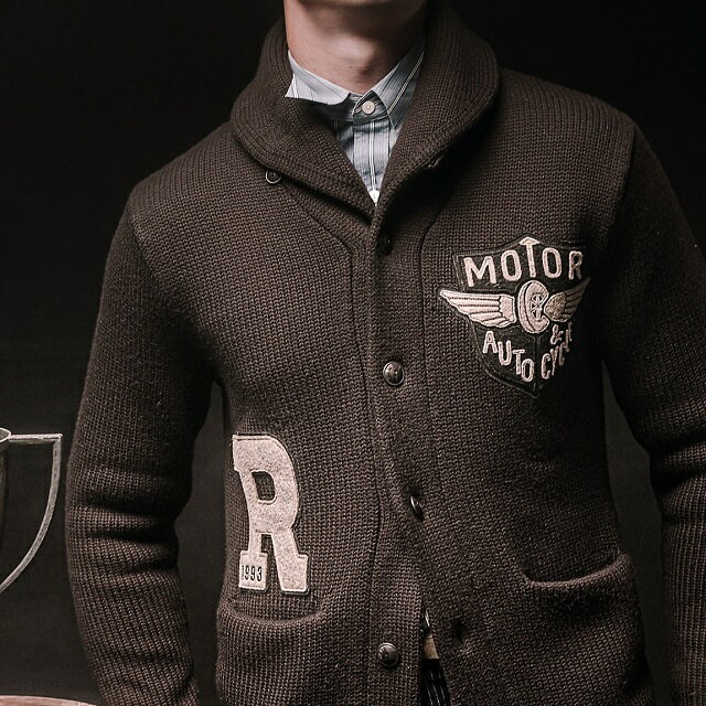 RRL ダブルアールエル 25SS アップリケド ウールショールカラーカーディガン MNRRSWE16820181 S Brown Double RL ニット トップス【新古品】【中古】【RRL】