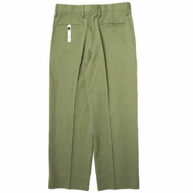 AMC エーエムシー 日本製 Julian gabadine ウールギャバジン 2プリーツスラックス 50 ARMY GREEN パンツ テーパード ボトムス【中古】【AMC】
