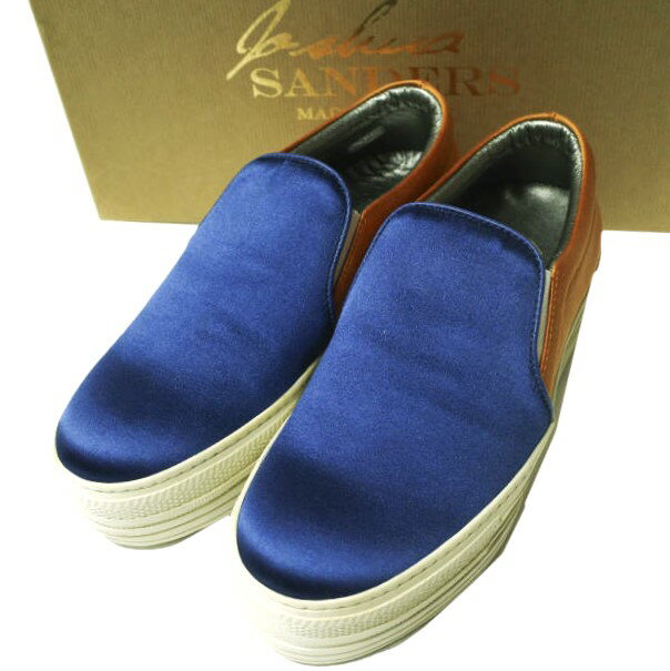 Joshua Sanders ジョシュアサンダース イタリア製 SATIN SLIP-ON バイカラーサテンスリッポン 10018 37(23.5-24cm) BLUE/ORANGE スニーカー シューズ【新古品】【中古】【Joshua Sanders】