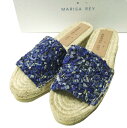 MARISA REY マリサレイ スペイン製 TAMARU ビジューエスパドリーユサンダル 35(22cm) NAVY フラット シューズ【新古品】【中古】【M...