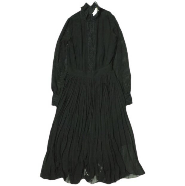 POLO RALPH LAUREN ポロ・ラルフローレン プリーテッドジョーゼットドレス 211718468001 0 BLACK ロング ワンピース 定価74,800円 トッ..