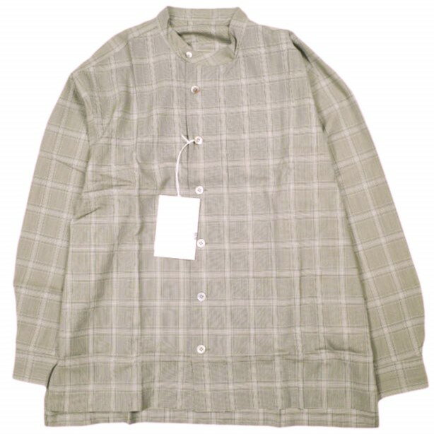 un/unbient アン 25SS 日本製 Stand Collar Shirt ウールトロピカル スタンドカラーシャツ UNSH41 2 Pale Brown Check アンビエント 長袖 チェック トップス【新古品】【中古】【un/unbient】