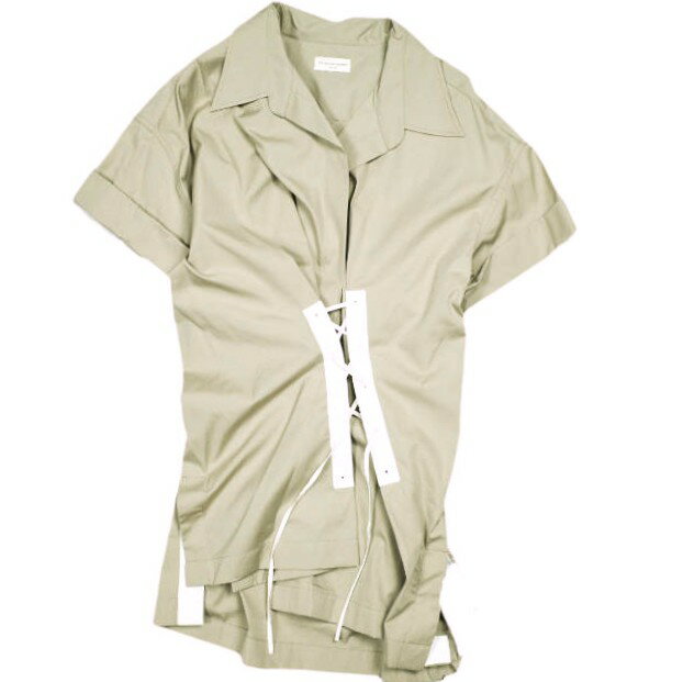 樂天商城 - DRIES VAN NOTEN ドリスヴァンノッテン 24SS CLICK 8329 W.W.SHIRT レースアップシャツ 241-010752-8329-101 36 SAND 定価90,200円 半袖 トップス【新古品】【中古】【DRIES VAN NOTEN】
