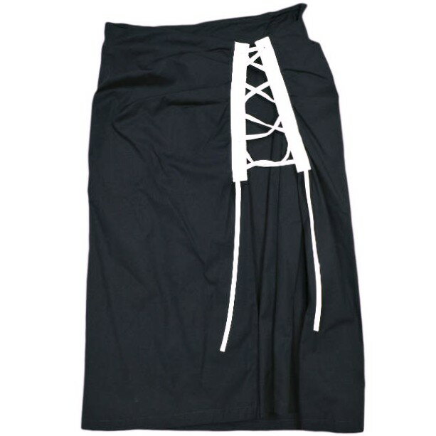 樂天商城 - DRIES VAN NOTEN ドリスヴァンノッテン 24SS SIAMO 8329 W.W.SKIRT レースアップラップスカート 241-010828-8329-511 34 MID NIGHT 定価85,800円 ボトムス【新古品】【中古】【DRIES VAN NOTEN】