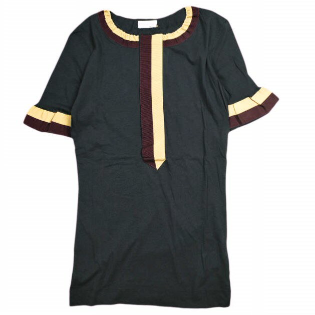 DRIES VAN NOTEN ドリスヴァンノッテン 24SS HAPPY TAPE 8606 W.K.POLO グログランテープ Tシャツ 241-011144-8606-509 S NAVY 定価55,000円 半袖 ヘンリーネック カットソー トップス【新古品】【中古】【DRIES VAN NOTEN】
