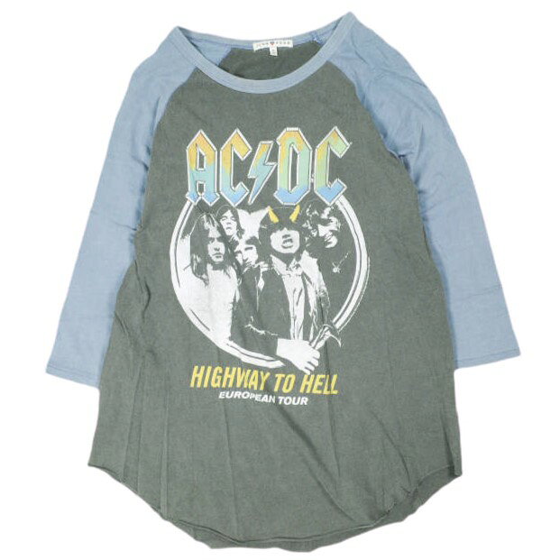 樂天商城 - JUNK FOOD ジャンクフード アメリカ製 ACDC ラグラン七分袖Tシャツ M BLUE/BLACK MADE IN USA カットソー バンド トップス【中古】【JUNK FOOD】