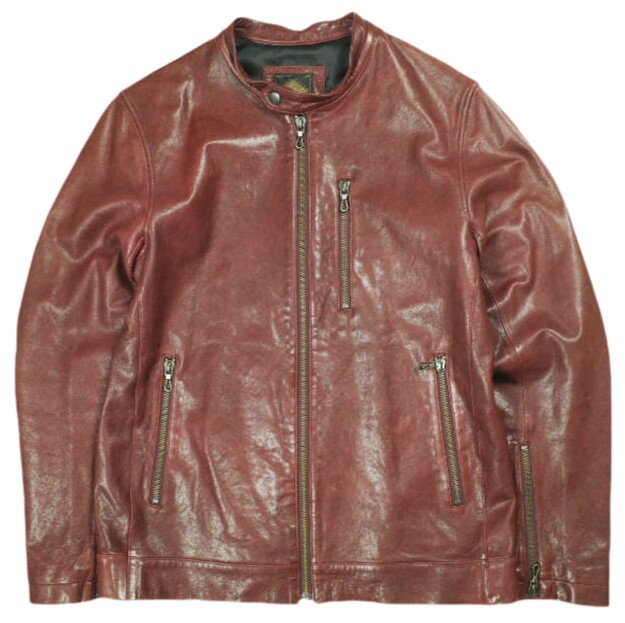 Rakuten - 291295＝HOMME ニーキューイチニーキューゴオム ラムレザー シングルライダースジャケット 564-1101 3 ワインレッド 革ジャン アウター【中古】【291295＝HOMME】