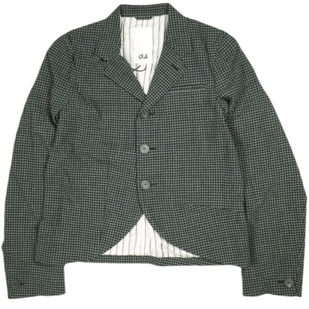 Omar Afridi オマールアフリディ 21SS 日本製 AUTOMATISM JACKET GINGHAM CHECK ラウンドカット ギンガムチェック ウールジャケット OA-SS21-JKT-103-01 M GRAY 定価90,200円 アウター
