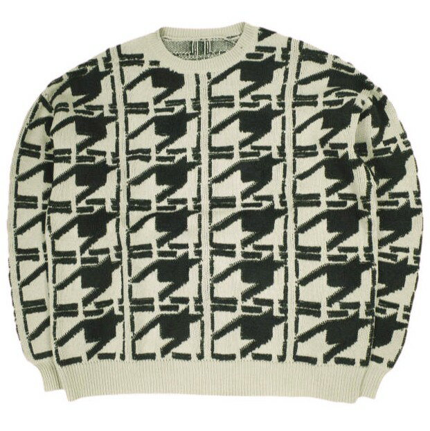 Rakuten - Danke Schon ダンケシェーン PREMIUM COTTON CHIDORI CREWNECK KNIT 千鳥格子クルーネックニット Free BEIGE セーター サンプル品 チェック トップス【中古】【Danke Schon】