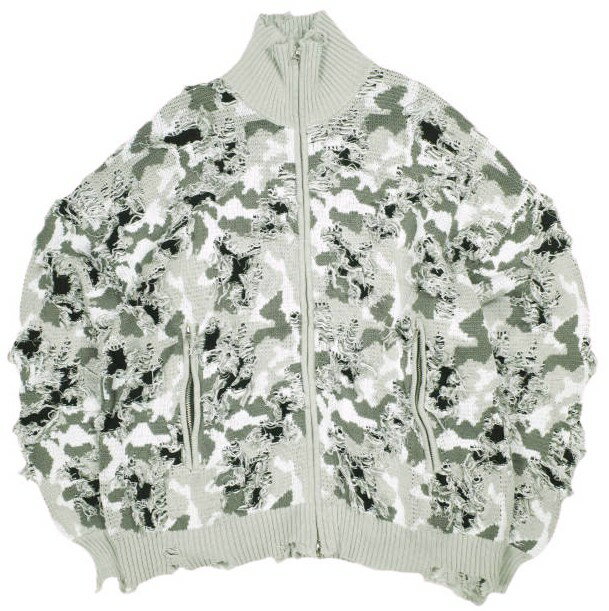 Rakuten - Danke Schon ダンケシェーン CAMO KNIT DRIVERS ダメージ加工 カモフラージュドライバーズニット Free GRAY サンプル品 カーディガン ジャケット トップス【中古】【Danke Schon】