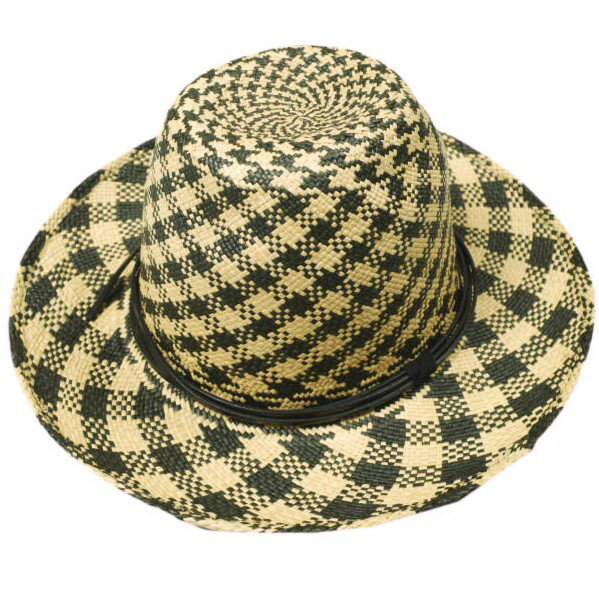 Rakuten - nivernois ニヴァーノイス 日本製 PANAMA HAT ロングブリム チェックパナマハット N171422 L(内周約60-61cm) Natural/Black 麦わら帽子 ストローハット coeur 定価27,500円 帽子【新古品】【中古】【nivernois】