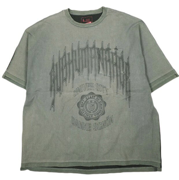 乐天商城 - Danke Schon ダンケシェーン PIGMENT COLLEGE S/S TEE ダメージ加工 グラフィックプリントTシャツ L Chacoal/Black 半袖 トップス【中古】【Danke Schon】