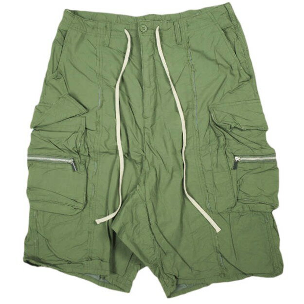 樂天商城 - Danke Schon ダンケシェーン 24SS 水溶性ボンディングフラップポケットショーツ Free OLIVE ダメージ加工 イージー カーゴ ショートパンツ サンプル品 ボトムス【中古】【Danke Schon】