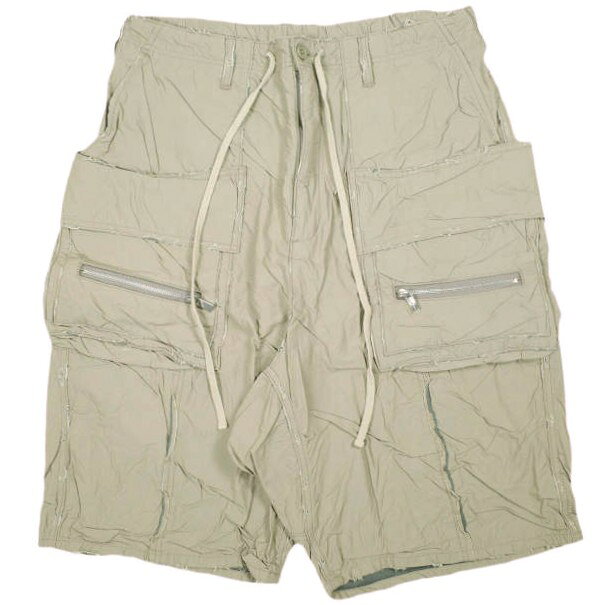 樂天商城 - Danke Schon ダンケシェーン 24SS 水溶性ボンディングフラップポケットショーツ Free BEIGE ダメージ加工 イージー カーゴ ショートパンツ サンプル品 ボトムス【中古】【Danke Schon】