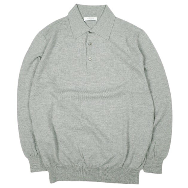 乐天商城 - Costanza コスタンザ イタリア製 ハイゲージウール ニットポロシャツ 50 GRAY 長袖 トップス【中古】【Costanza】
