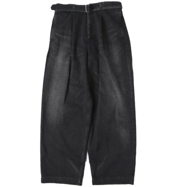 Graphpaper グラフペーパー 25SS 日本製 SELVAGE DENIM BELTED PANTS サルベージデニムベルテッドパンツ GU251-40192DB 2 BLACK DARK FADE ジップフライ ジーンズ ボトムス