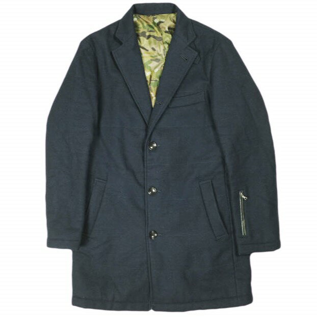 SOPHNET. ソフネット 日本製 PADED CHESTER COAT パデッドチェスターコート SOPH-145051 S NAVY 定価86,900円 中綿 Thinsulate カモフラージュ 迷彩 アウター
