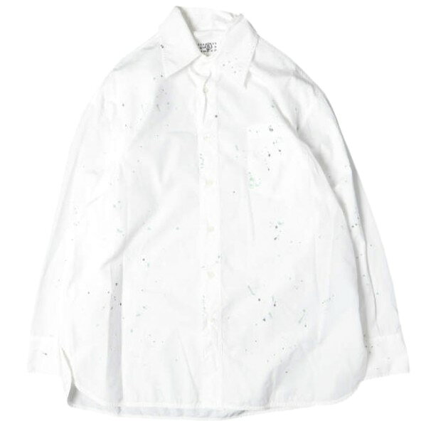 MM6 エムエムシックス 25SS イタリア製 CAMICIE A MANICHE ペイントレジデュシャツ PAINT RESIDUE SHIRT SH2DT0022 M35458 44 WHITE Maison Margiela メゾンマルジェラ 定価126,500円 トップス