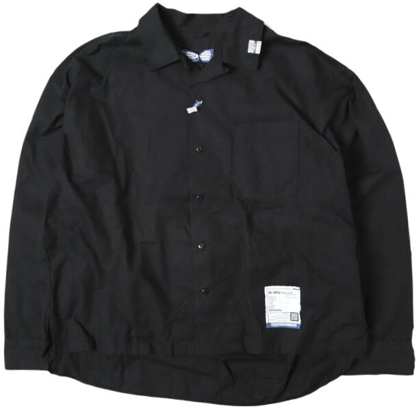 in・stru(men-tal). インストルメンタル Maison MIHARA YASUHIRO メゾンミハラヤスヒロ 25AW Cotton High Density Oxford Long-sleeve Shirt コットンハイデンシティ オックスフォードロングスリーブシャツ I12SH011-0 48 BLACK 長袖 開襟 オープンカラー トップス
