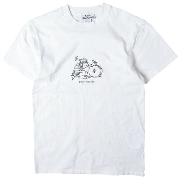 A.P.C. x JJJJOUND アーペーセー ジョウンド 別注 Rough T-Shirt ラフTシャツ XS WHITE 半袖 グラフィックプリント トップス【中古】【A.P.C. × JJJJOUND】