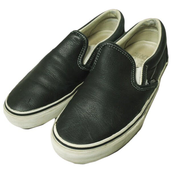 VANS VAULT ヴァンズ ボルト LEATHER SLIP-ON レザースリッポン US5.5(23.5cm) BLACK スニーカー シューズ