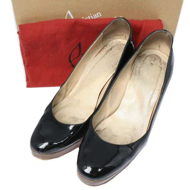Christian Louboutin クリスチャンルブタン イタリア製 MISS TITCK パテントレザー ヒールパンプス 37.5(24.5cm) BLACK レッドソール エナメル シューズ【中古】【Christian Louboutin】