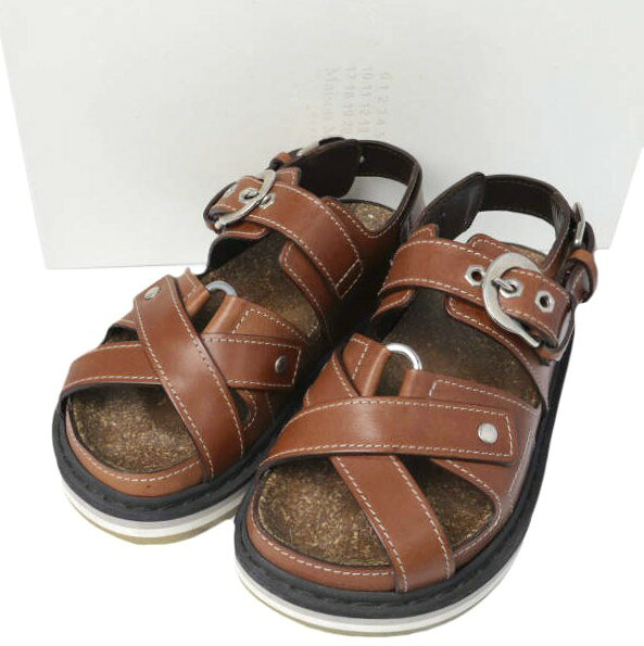 Maison Margiela 22 メゾンマルジェラ 18AW イタリア製 コルクソール レザーストラップサンダル S58WP0165 37(24cm) DARK BROWN 厚底 シューズ【中古】【Maison Margiela 22】