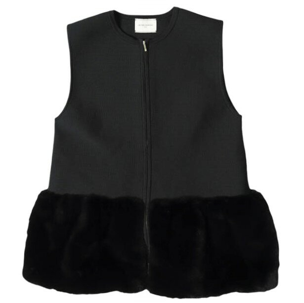UNITED ARROWS ユナイテッドアローズ 24AW フェイクファーコンビベスト 1518-106-1840 Free BLACK ジレ ジップアップ トップス【中古】【UNITED ARROWS】