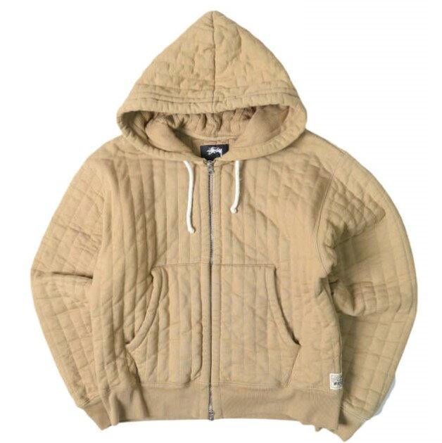 STUSSY ステューシー 23AW VERTICAL QUILTED ZIP HOODIE バーティカル キルテッド ジップフーディー 118526 M TAN キルティング パーカー トップス【中古】【STUSSY】