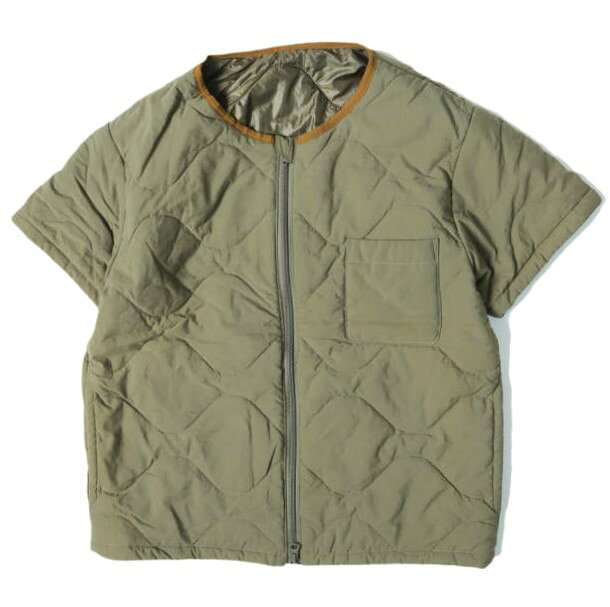 Sanca x BEAMS BOY サンカ ビームスボーイ 別注 日本製 ナイロンキルト ショートスリーブジャケット S15FVT04BOY ONE SIZE OLIVE 半袖 中綿 キルティング アウター【中古】【Sanca × BEAMS BOY】