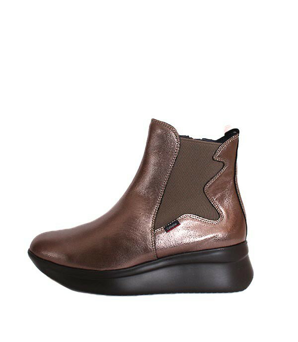 乐天商城 - レディース　CallagHanカラハン　30040　ブロンズ　サイドジップブーツ　サイドゴアブーツ　厚底ブーツ　スムースレザー　歩きやすい　コンフォートシューズ