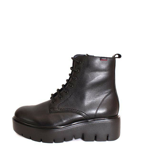 乐天商城 - レディース　CallagHanカラハン　46018　ブラック　レースアップブーツ　サイドジップブーツ　厚底ブーツ　スムースレザー　軽量設計　歩きやすい　コンフォートシューズ　お洒落　ファッション　牛革