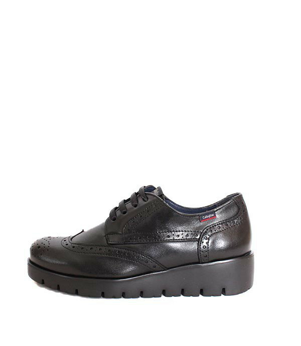 乐天商城 - レディース　CallagHanカラハン　89812　ブラック　マニッシュシューズ　ウィングチップシューズ　レザースニーカー　厚底スニーカー　スムースレザー　コンフォートシューズ